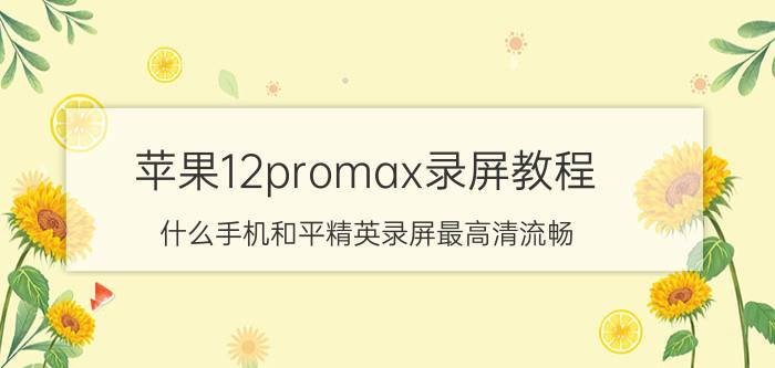 苹果12promax录屏教程 什么手机和平精英录屏最高清流畅？